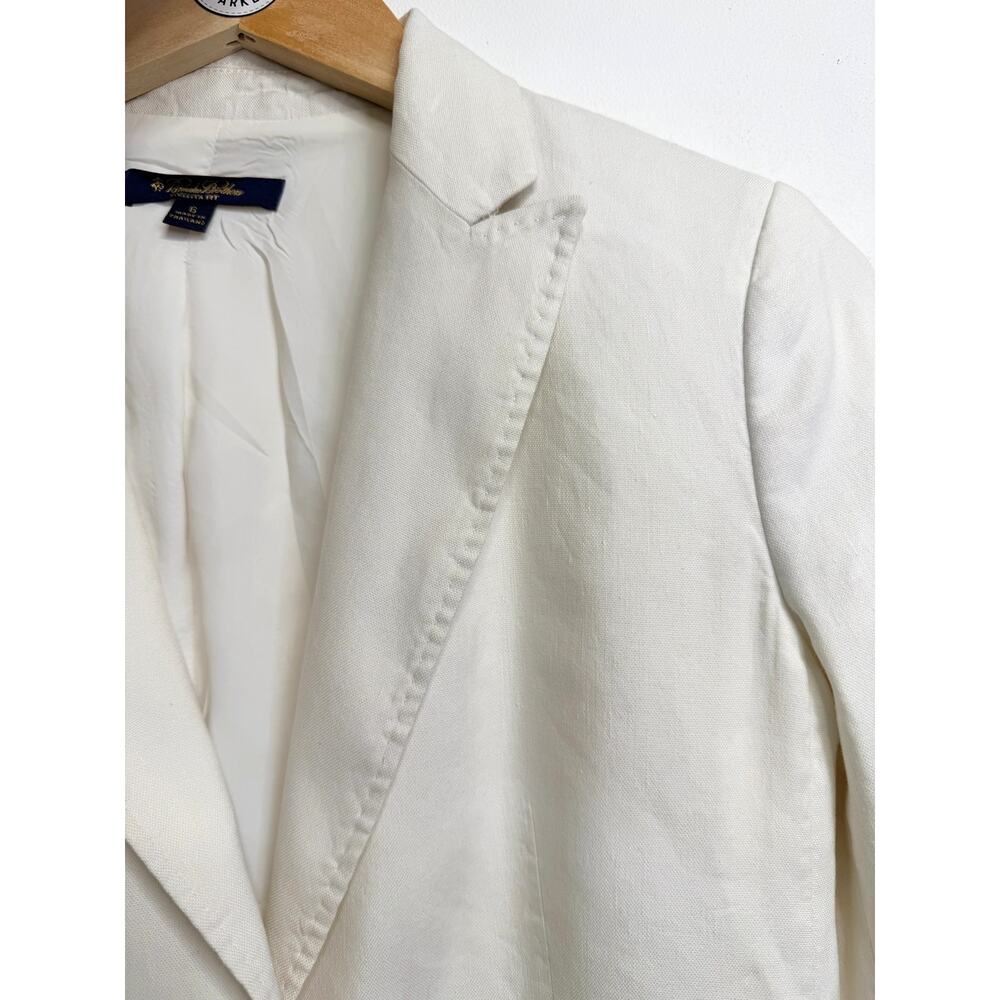 Brooks Brothers White Linen Blazer Womens 6 Office Career Mother Pearl Buttons - Picture 4 of 14